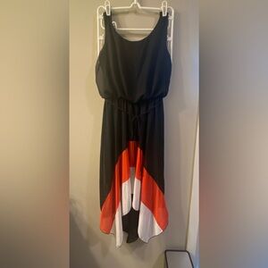 Black dress with a pop of color